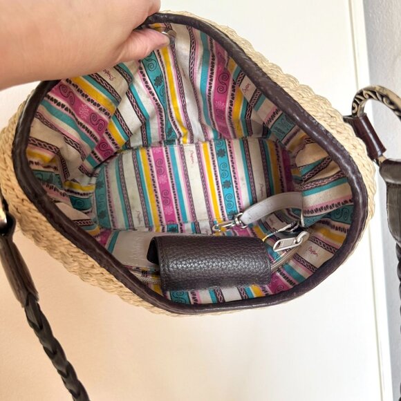 Brighton Woven Straw Shoulder Bag Colorful Striped Hobo Tote Boho Beach Coastal - Picture 5 of 13